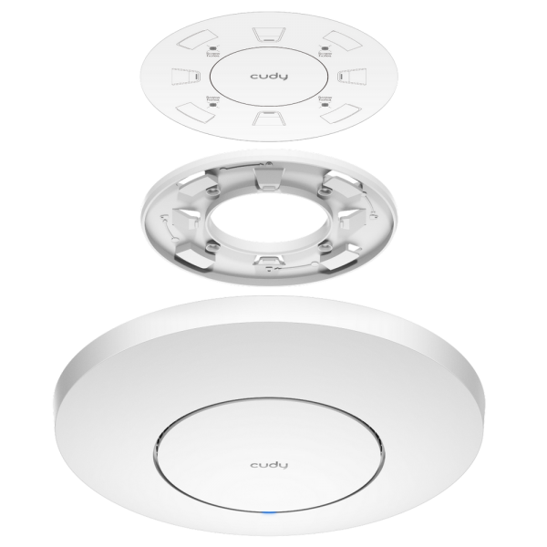 Точка доступа Wi-Fi CUDY AX3000 Wi-Fi 6 2 5G Access Point AX3000 Dual Band Ceiling Mount Wi-Fi 6 Access Point, Chipset MT7981, 802.11ax/ac/a/b/g/n, 2402Mbps at 5GHz + 574Mbps at 2.4GHz, 1 x 2.5G RJ45 Port, MU-MIMO, Support 12V DC or 802.3at PoE or Passiv