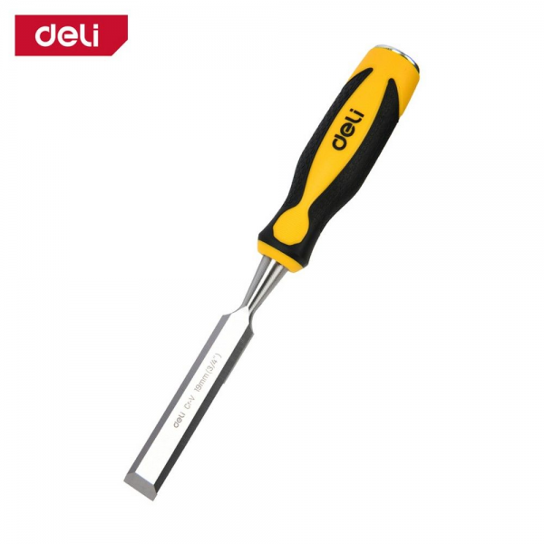 Стамеска плоская Deli DL6219-E1 ширина 19мм, длина 140мм, CrV, прорезиненная рукоять