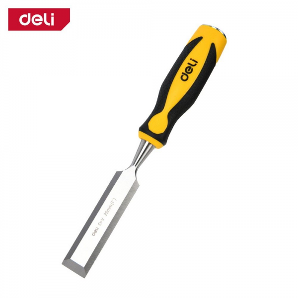 Стамеска плоская Deli DL6225-E1 ширина 25мм, длина 140мм, CrV, прорезиненная рукоять