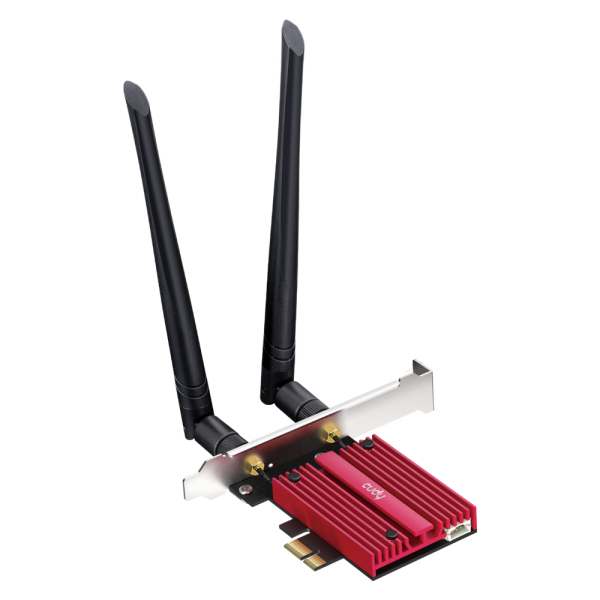 Адаптер беспроводной связи (Wi-Fi) CUDY BE9300 PCI Express Adapter Bluetooth 5.4 PCI Express Adapter with Heatsink, Intel BE200 module, Tri-band 2T2R, Magnetized antenna base, 2 high gain detachable antennas