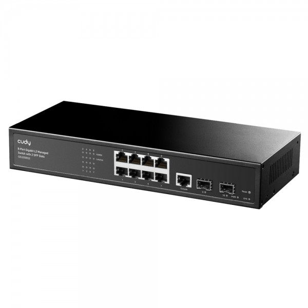 Коммутатор CUDY 8-Port Layer 2 Managed Gigabit Switch with 2 Gigabit SFP Slots 8-Port Layer 2 Managed 10/100/1000M Switch, 8 Gigabit Ethernet ports + 2 Gigabit SFP ports + 1 management port, backplane bandwidth 20Gbps, support dial-up VLAN, 250 meters ex
