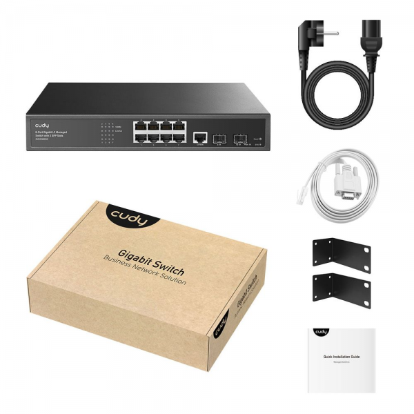 Коммутатор CUDY 8-Port Layer 2 Managed Gigabit Switch with 2 Gigabit SFP Slots 8-Port Layer 2 Managed 10/100/1000M Switch, 8 Gigabit Ethernet ports + 2 Gigabit SFP ports + 1 management port, backplane bandwidth 20Gbps, support dial-up VLAN, 250 meters ex