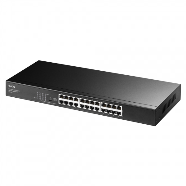 Коммутатор CUDY 24-Port Gigabit Rackmount Light Managed Switch 24-Port Gigabit Rackmount Light Managed Switch 24 Gigabit RJ45 Ports, 19-inch Rack-mountable Steel Case(Rack-Mount kits included), Power Saving, Plug & Play, Managed/VLAN/Extend working mode
