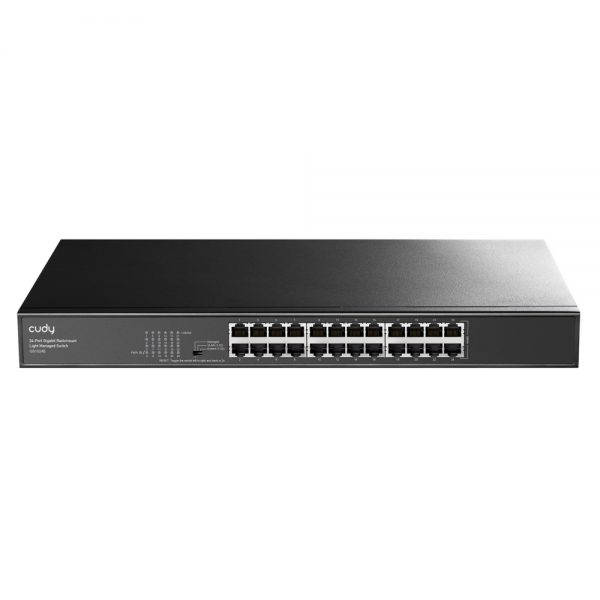 Коммутатор CUDY 24-Port Gigabit Rackmount Light Managed Switch 24-Port Gigabit Rackmount Light Managed Switch 24 Gigabit RJ45 Ports, 19-inch Rack-mountable Steel Case(Rack-Mount kits included), Power Saving, Plug & Play, Managed/VLAN/Extend working mode