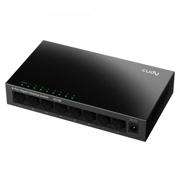 Коммутатор CUDY 8-Port Gigabit Metal Switch 5-Port Gigabit Ethernet Switch, 5 10/100/1000M RJ45 Ports, Loop Detection, USB-C Power Input, Plug & Play, Wall-Mount