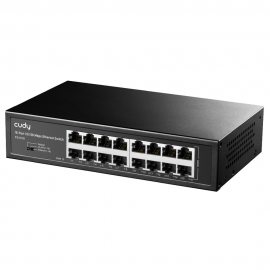 Коммутатор CUDY 16-Port 10/100 Mbps Metal Switch 16-Port 10/100 Mbps Switch, 16 10/100 Mbps RJ45 Ports, Switch/VLAN/Extend working mode DIP switch, Rack-mountable Steel Case, Power Saving, Plug & Play, Rack-Mount kits included