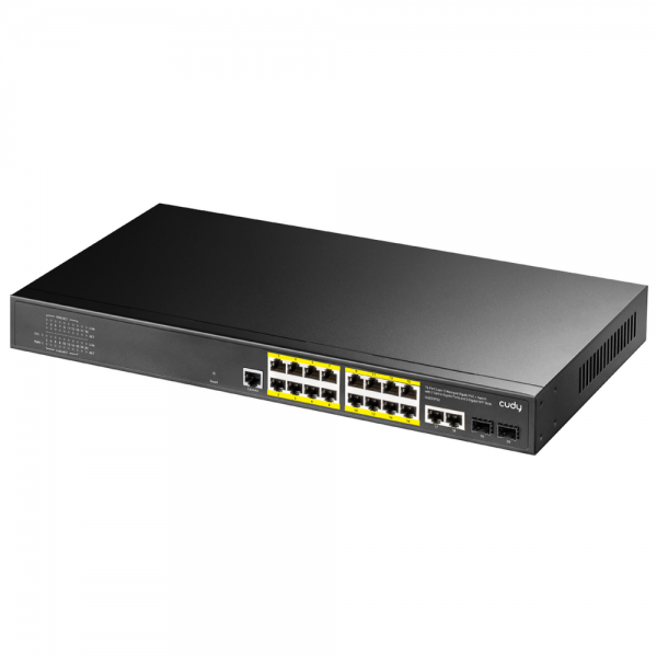 Коммутатор CUDY 16-Port Layer 2 Managed Gigabit PoE+ Switch with 2 Uplink Gigabit Ports and 2 Gigabit SFP Slots 200 Layer 2 Managed 18 Ports 10/100/1000M PoE Switch,1-16 Port support POE(802.3at/af) ,with 2 Uplink Gigabit ports + 2 Gigabit SFP ports + 1