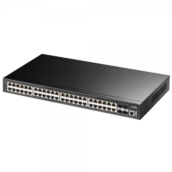 Коммутатор CUDY 48-Port Layer 3 Managed Gigabit Switch with 4 10G SFP Slots 48-Port Layer 3 Managed Gigabit Switch,48 Gigabit Ethernet ports + 4 10 Gigabit uplink SFP optical ports + 1 USB serial port + 1 console port, backplane bandwidth 176Gbps, three-l