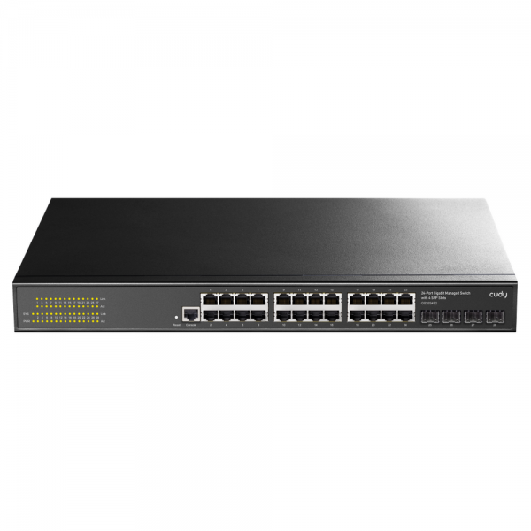 Коммутатор CUDY GS2024S2 24-Port Layer 2 Managed Gigabit Switch with 4 Gigabit SFP Slots 24-Port Layer 2 Managed 10/100/1000M Switch, 24 Gigabit Ethernet ports + 4 Gigabit SFP ports + 1 management port, backplane bandwidth 56Gbps, Layer 2 network manage