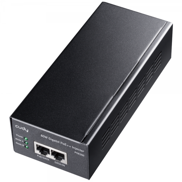 PoE-адаптер CUDY 60W Gigabit PoE+/PoE Injector, 802.3at (60W)/802.3af Standard, Data and Power Carried over The Same Cable Up to 100 Meters, Wall Mount, Metal Case