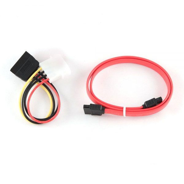 Комплект кабелей SATA Cablexpert CC-SATA-N, интерфейсный (48см) 7pin/7pin и питания (15см) 4pin/15pin, медь, пакет
