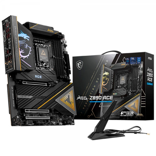 Материнская плата MSI MEG Z890 ACE Z890, LGA1851, 4*DDR5, 3*PCIEx16, 5*M.2, 3*TypeC, 11*USB3.2Gen2, 4*USB3.2Gen1, 4*USB2.0, 4*SATA3.0, 10G, 2*Type-C(DP), HDMI, ATX, RTL