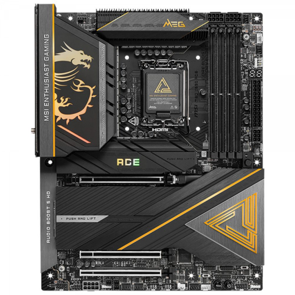 Материнская плата MSI MEG Z890 ACE Z890, LGA1851, 4*DDR5, 3*PCIEx16, 5*M.2, 3*TypeC, 11*USB3.2Gen2, 4*USB3.2Gen1, 4*USB2.0, 4*SATA3.0, 10G, 2*Type-C(DP), HDMI, ATX, RTL