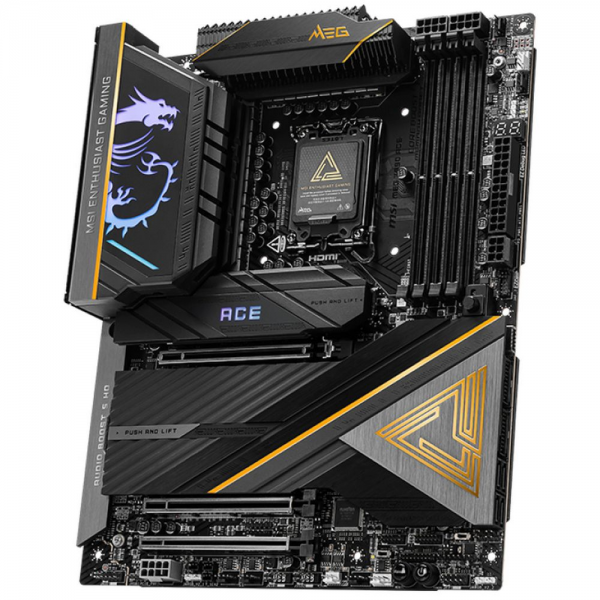Материнская плата MSI MEG Z890 ACE Z890, LGA1851, 4*DDR5, 3*PCIEx16, 5*M.2, 3*TypeC, 11*USB3.2Gen2, 4*USB3.2Gen1, 4*USB2.0, 4*SATA3.0, 10G, 2*Type-C(DP), HDMI, ATX, RTL