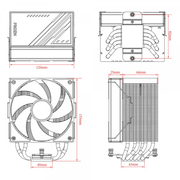 Вентилятор Cooler ID-Cooling FROZN A610 BLACK 250W/ Intel 1700, 12*, 115*, AMD AM5, AM4/ Screws