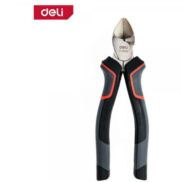 Диагональные бокорезы Deli DL0204 160мм, Cr-V, эксцентриковый шарнир, антикоррозийное покрытие, трехкомпонентная прорезиненная рукоять