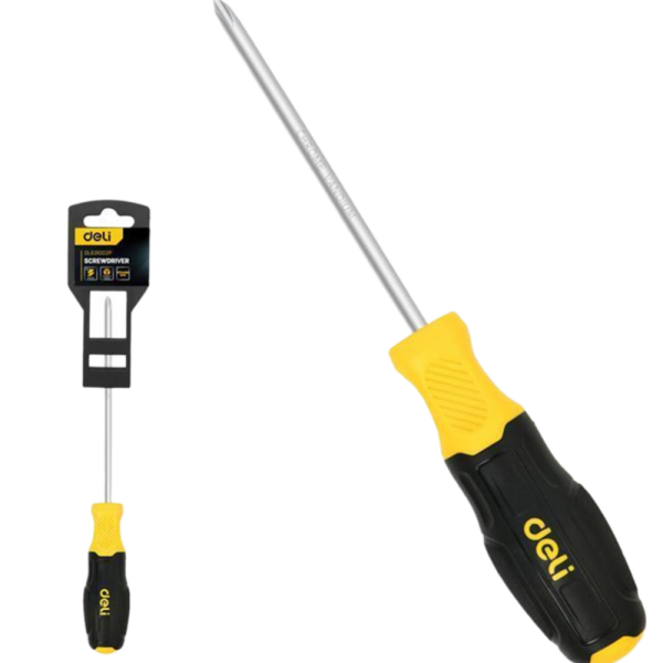 Отвертка Pozidriv Deli DL631002P PZ2x100мм сталь Cr-V, двухкомпонентная прорезиненная рукоять