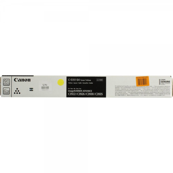 Тонер-картридж Canon C-EXV64 жёлтый для DX C3922i/ C3926i/ C3930i/ C3935i (25 500стр.)