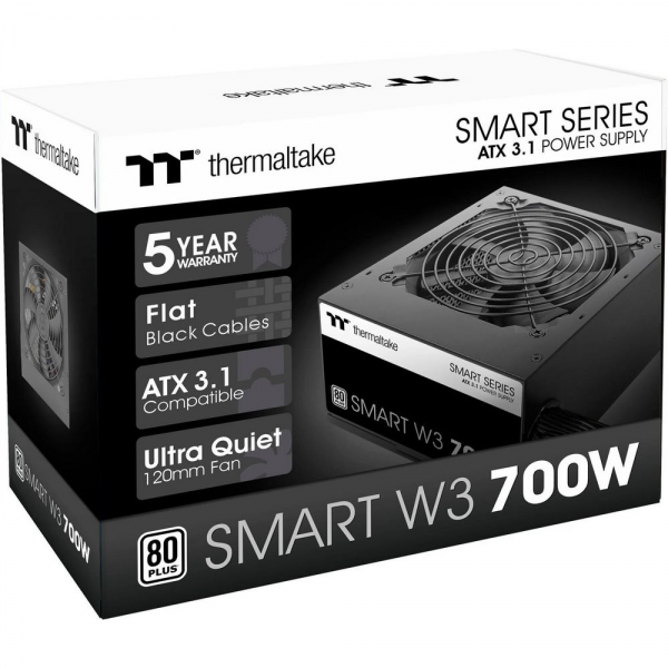 Блок питания ПК Thermaltake Smart W3 700 /0700W/Non Modular/Non Light/Full Range/Analog/80 Plus/EU/Non JP CAP/All Flat Cables/ATX 3.1