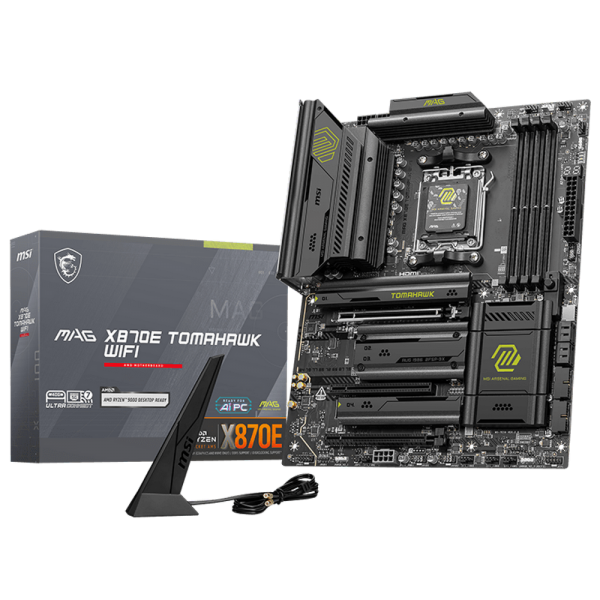 Материнская плата MSI MAG X870E TOMAHAWK WIFI X870E, AM5, 4*DDR5, 3*PCIEx16, 4*M.2, 4*TypeC, 2*USB3.2Gen2, 7*USB3.2Gen1, 8*USB2.0, 4*SATA3.0, 5G, Type-C(DP), HDMI, ATX, RTL