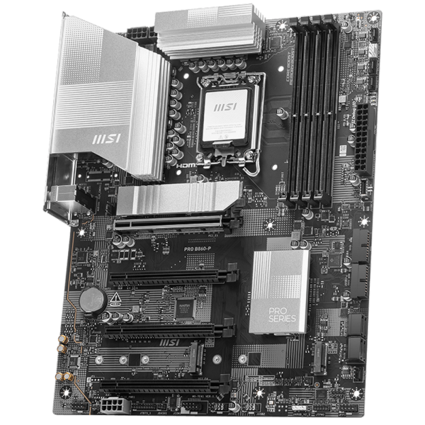 Материнская плата MSI PRO B860-P B860, LGA1851, 4*DDR5, 4*PCIEx16, 3*M.2, 1*TypeC, 2*USB3.2Gen2, 6*USB3.2Gen1, 8*USB2.0, 4*SATA3.0, 5G, Type-C(DP), DP, HDMI, ATX, RTL
