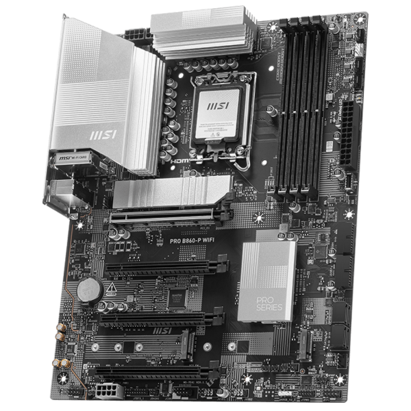 Материнская плата MSI PRO B860-P WIFI B860, LGA1851, 4*DDR5, 4*PCIEx16, 3*M.2, 1*TypeC, 2*USB3.2Gen2, 6*USB3.2Gen1, 8*USB2.0, 4*SATA3.0, 5G, Type-C(DP), DP, HDMI, ATX, RTL