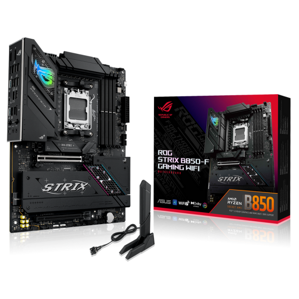 Материнская плата ASUS ROG STRIX B850-F GAMING WIFI AM5 ATX 4xDDR5 2xPCIEx16 4xM.2 2хUSB-C DP HDMI 2.5GLAN Wi-Fi 7
