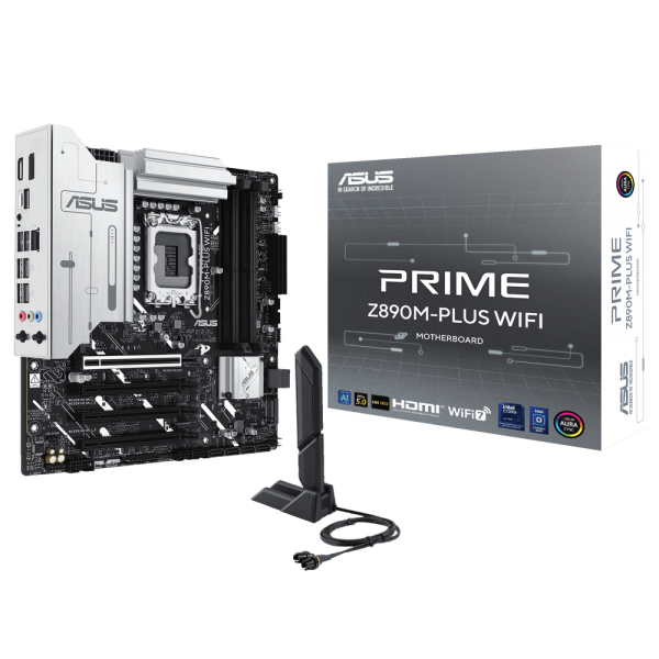 Материнская плата ASUS PRIME Z890M-PLUS WIFI LGA1851 mATX 4xDDR5 4xPCIEx16 3xM.2 USB-C DP HDMI 2.5GLAN Wi-Fi 7