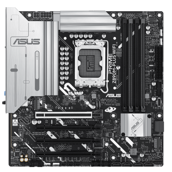Материнская плата ASUS PRIME Z890M-PLUS WIFI LGA1851 mATX 4xDDR5 4xPCIEx16 3xM.2 USB-C DP HDMI 2.5GLAN Wi-Fi 7