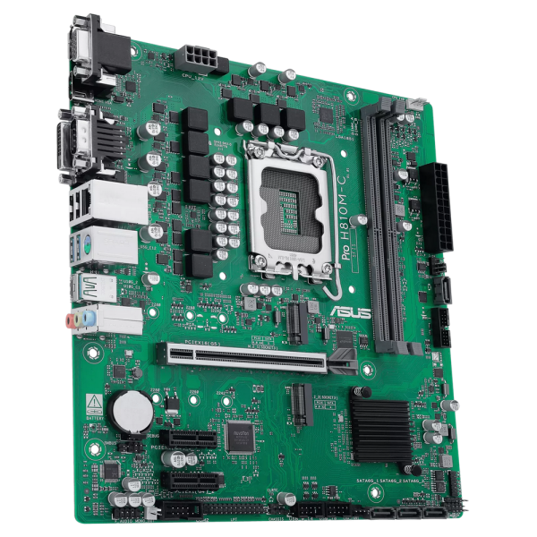 Материнская плата ASUS PRO H810M-C-CSM LGA1851 mATX 2xDDR5 PCIEx16 2xPCIEx1 2xM.2 USB-C DP HDMI DVI VGA GLAN