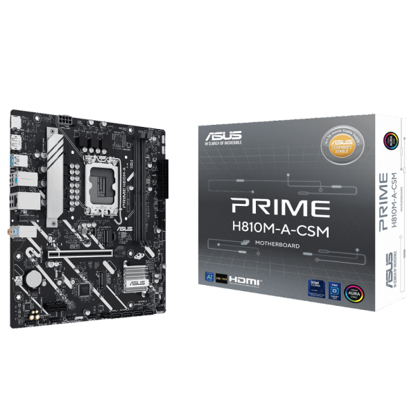 Материнская плата ASUS PRIME H810M-A-CSM LGA1851 mATX 2xDDR5 PCIEx16 PCIEx1 2xM.2 DP HDMI GLAN