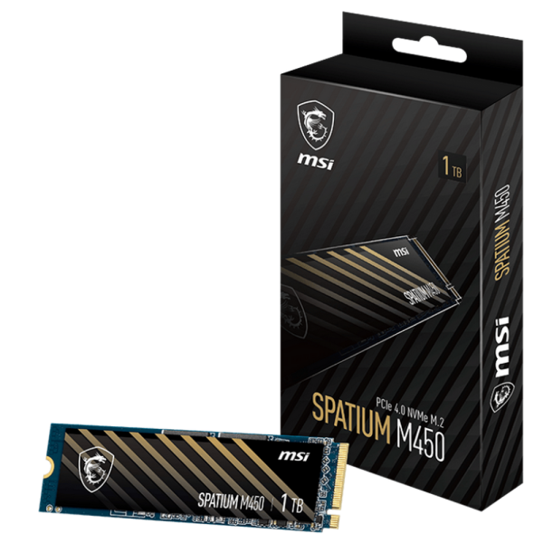 Твердотельный накопитель SSD MSI M.2 2280 1TB SPATIUM M450 Client S78-440L0M0-P83, PCIe Gen4x4 with NVMe, 3D TLC, R/ W 3400/ 2500