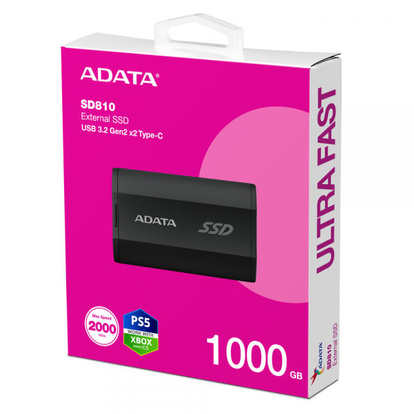 Твердотельный накопитель SSD ADATA 1TB SD810 SD810-1000G-CBK USB 3.2 Gen 2x2 Type-C,2000/2000