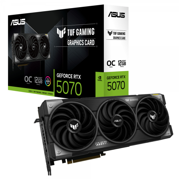 Видеокарта ASUS RTX5070 TUF GAMING 12GB GDDR7 192bit 3xDP 2xHDMI 3FAN RTL [TUF-RTX5070-O12G-GAMING]