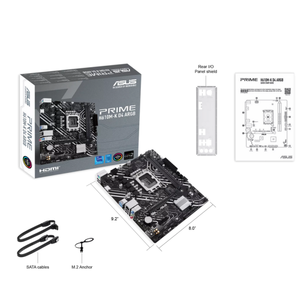 Материнская плата ASUS PRIME H610M-K D4 ARGB LGA1700 mATX 2xDDR4 PCIEx16 PCIEx1 M.2 HDMI GLAN