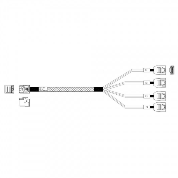 Кабель Amphenol RHS36-4395, HDmSAS SFF8643 -to- 4*SATA, Crossover, 75cm