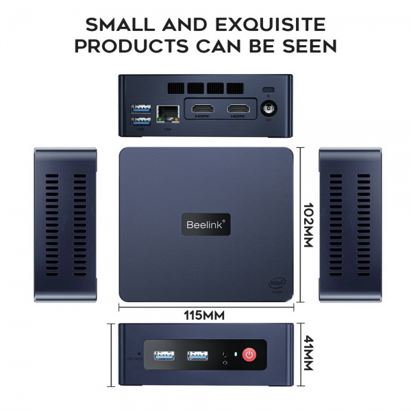 Мини-компьютер Beelink MINI S, CPU: Intel® Celeron® N5095 Processor , 4C/4T , GPU : Intel® UHD Graphics , 8GB DDR4 RAM  128GB SSD , Wi-Fi 5 ; Bluetooth 5.0; LAN 1000M