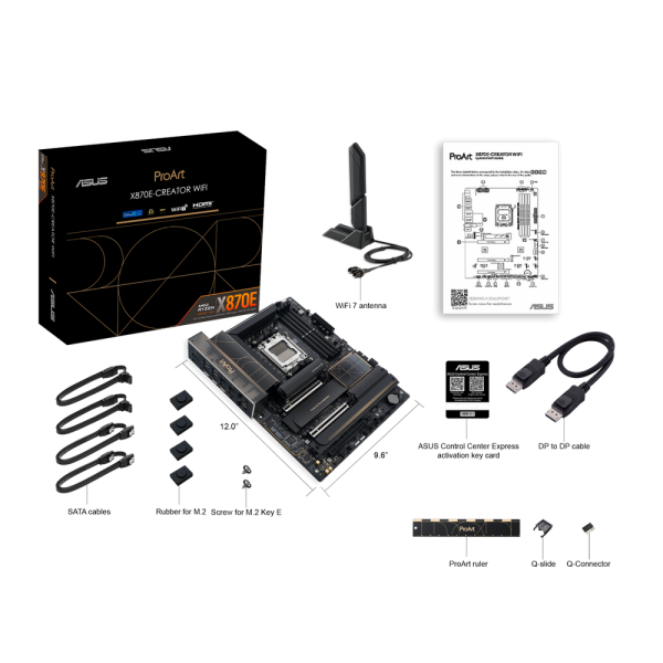 Материнская плата ASUS PROART X870E-CREATOR WIFI AM5 ATX 4xDDR5 3xPCIEx16 4xM.2 3xUSB-C DP HDMI 2.5GLAN 10GLAN Wi-Fi 7