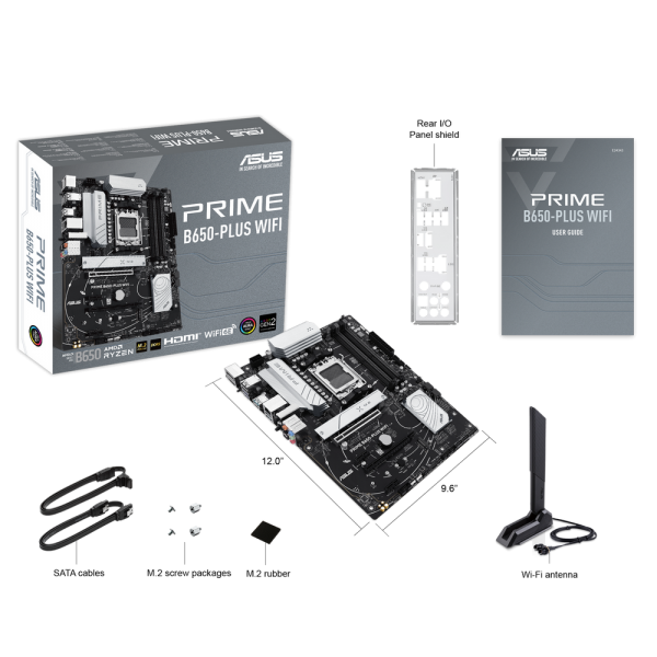 Материнская плата ASUS PRIME B650-PLUS WIFI AM5 ATX 4xDDR5 2xPCIEx16 2xPCIEx1 2xM.2 USB-C DP HDMI 2.5GLAN WIFI 6E