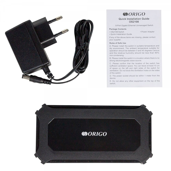 Неуправляемый коммутатор ORIGO OS2108/A1A 8x1000Base-T, корпус пластик