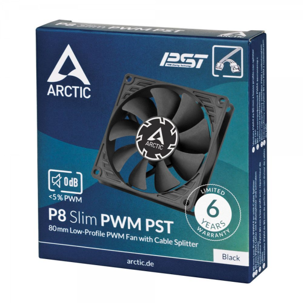 Вентилятор корпусной ARCTIC P8 SLIM PWM PST Black (ACFAN00295A)