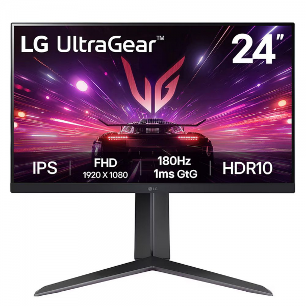 Монитор 23.8" LG 24GS65F-B IPS, 1920x1080, 180Hz, 1ms, 300сd/m, 1000:1, HDR10 | HDMI(2.0), DP(1.4) | HAS, Pivot, Swivel, ExPSU, Vesa 100, Black