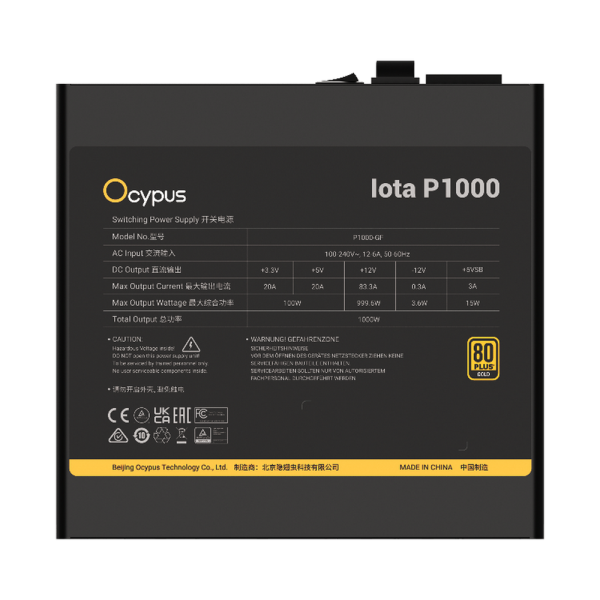Блок питания PSU Ocypus Iota P1000 [P1000-GF] 1000W / APFC / full CM / JP capasitors / 80+ Gold