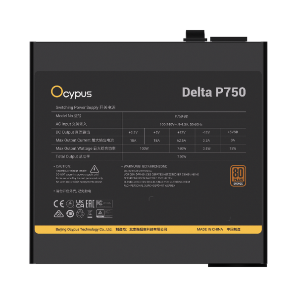 Блок питания PSU Ocypus Delta P750 [P750-BD] 750W / APFC / JP capasitors / 80+ Bronze