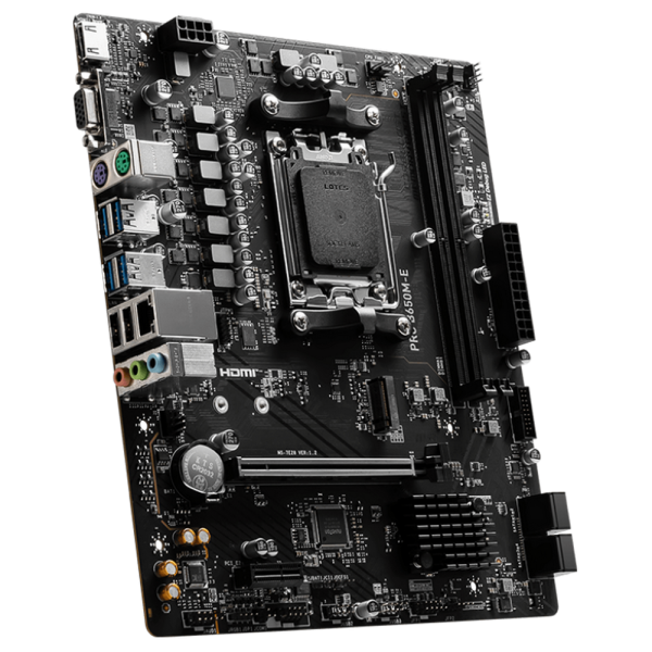 Материнская плата MSI PRO B650M-E B650, AM5, 2*DDR5, 1*PCIEx16, 1*PCIEx1, 1*M.2, 6*USB3.2Gen1, 6*USB2.0, 4*SATA3.0, 1G, VGA, HDMI, M-ATX, RTL