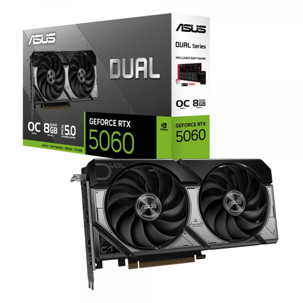 Видеокарта ASUS RTX5060 DUAL OC 8GB GDDR7 128bit 3xDP HDMI 2FAN RTL [DUAL-RTX5060-O8G]