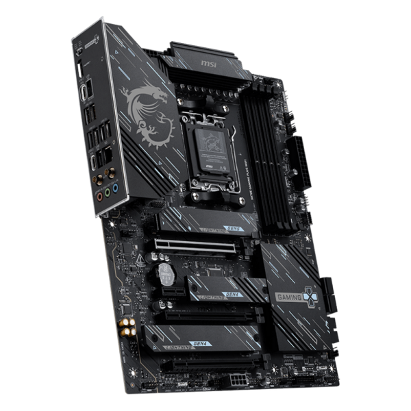 Материнская плата MSI X870E GAMING PLUS WIFI X870E, AM5, 4*DDR5, 3*PCIEx16, 1*PCIEx1, 3*M.2, 2*TypeC, 2*USB3.2Gen2, 6*USB3.2Gen1, 10*USB2.0, 4*SATA3.0, 5G, 1*Type-C(DP), HDMI, ATX, RTL