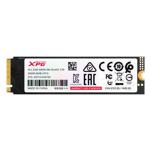 Твердотельный накопитель SSD ADATA M.2 2280 4TB XPG MARS 980 BLADE PCIe 5.0 x4