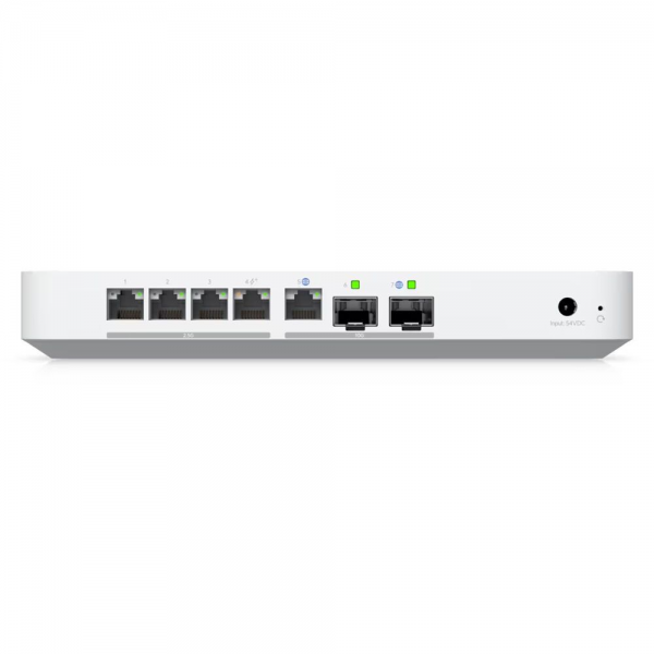 Ubiquiti UniFi Gateway Fiber Маршрутизатор 4 ядра (2,2 ГГц), 4х 2.5G RJ45, 1х 10G RJ45, 2х 10G SFP+