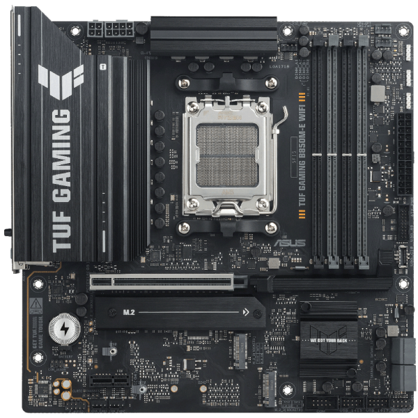 Материнская плата ASUS TUF GAMING B850M-E WIFI AM5 mATX 4хDDR5 PCIEx16 PCIEx1 3xM.2 USB-C 2хDP HDMI 2.5GLAN Wi-Fi 6Е